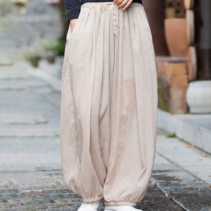 Tactile Linen Drawstring Harem Meditation Pants