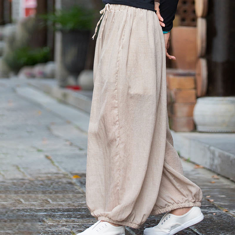 Tactile Linen Drawstring Harem Meditation Pants
