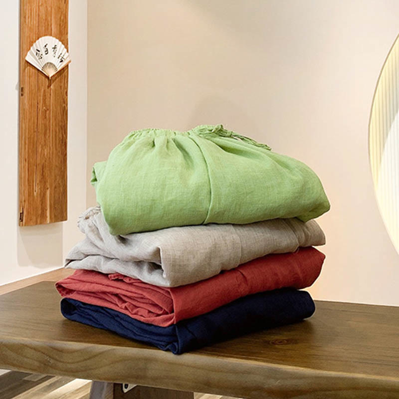 Tactile Linen Drawstring Harem Meditation Pants