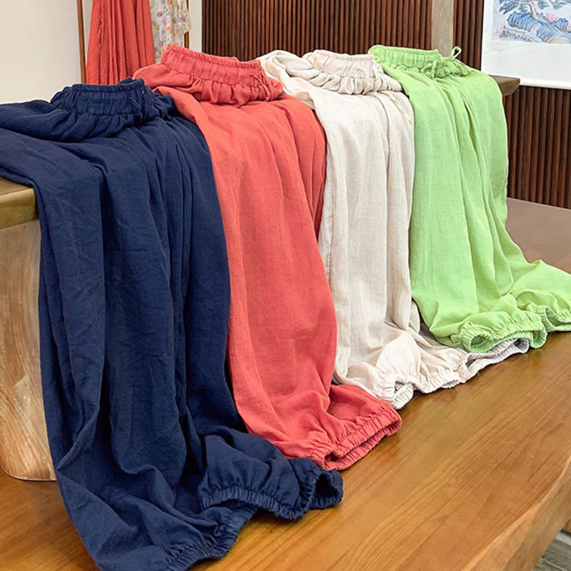 Tactile Linen Drawstring Harem Meditation Pants