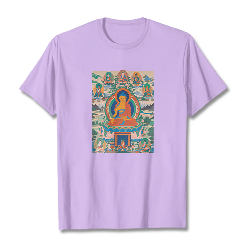 Cotton Crew Neck Medicine Buddha Sutra Sacred Art Tee
