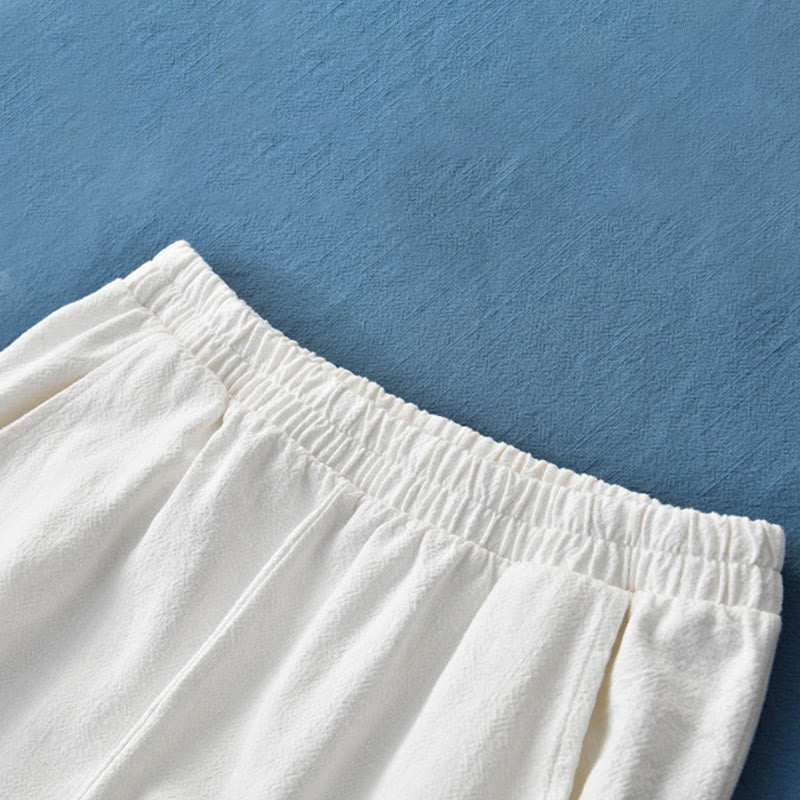 Ramie Linen Gathered-Ankle Meditation Harem Pants