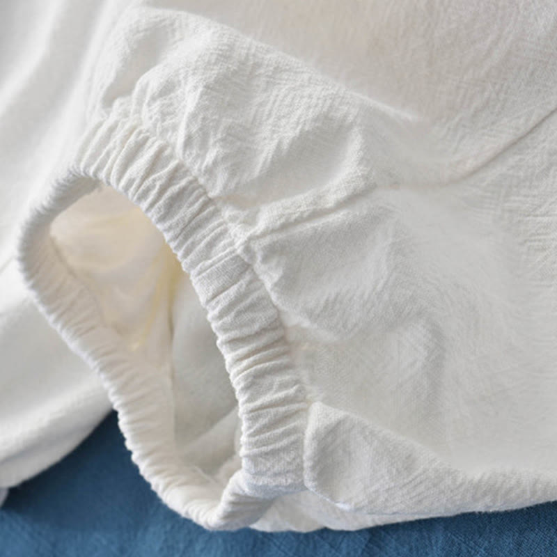 Ramie Linen Gathered-Ankle Meditation Harem Pants