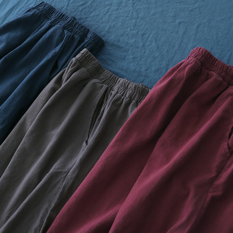 Ramie Linen Gathered-Ankle Meditation Harem Pants