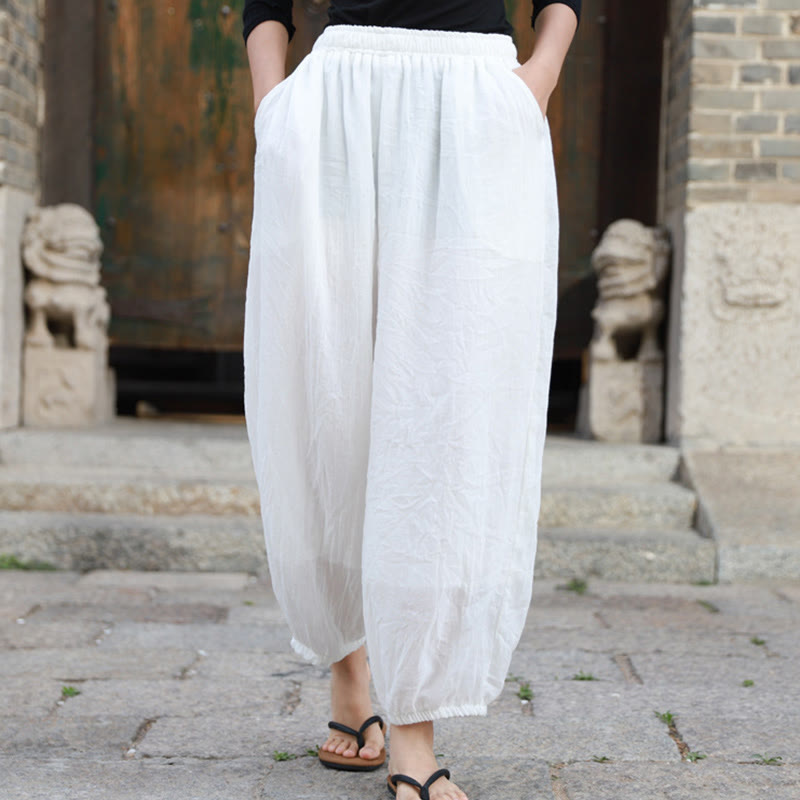 Casual Summer Women's Cotton Pants With Pockets