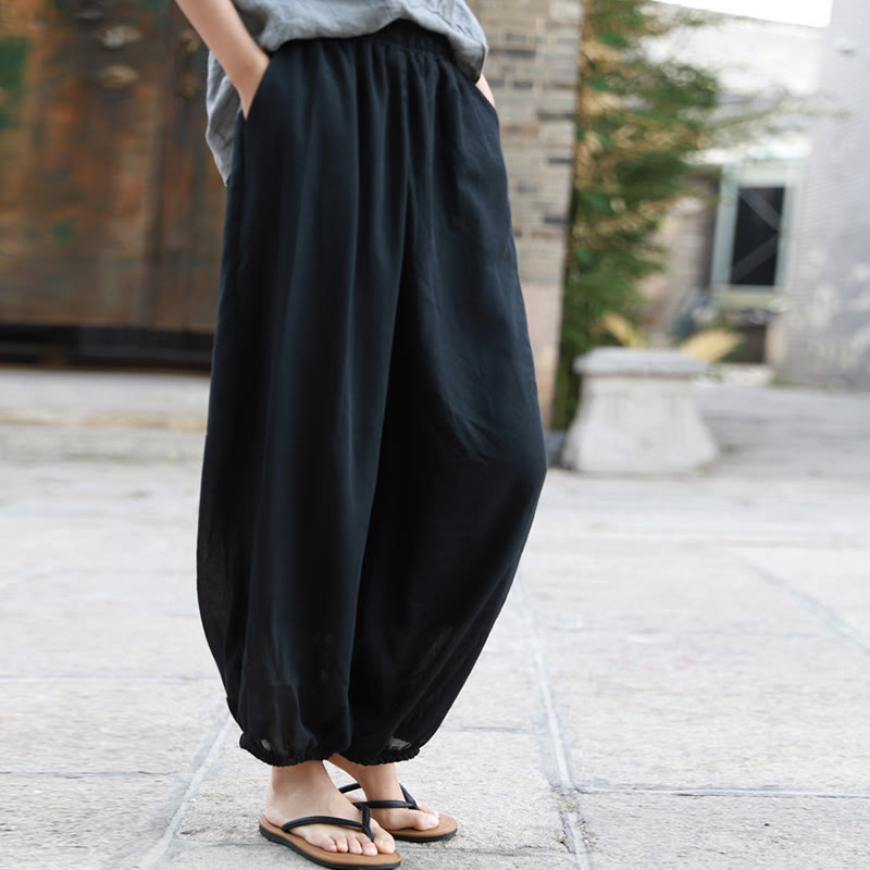 Casual Summer Women's Cotton Pants With Pockets