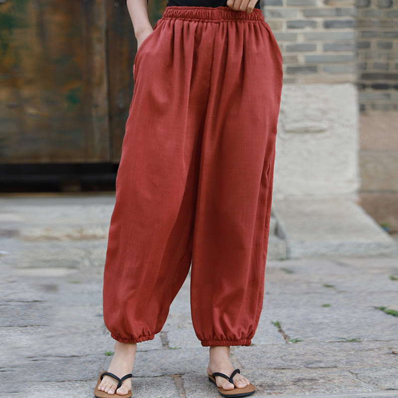 Casual Summer Women's Cotton Pants With Pockets