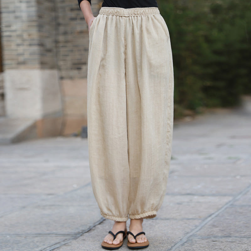 Casual Summer Women's Cotton Pants With Pockets
