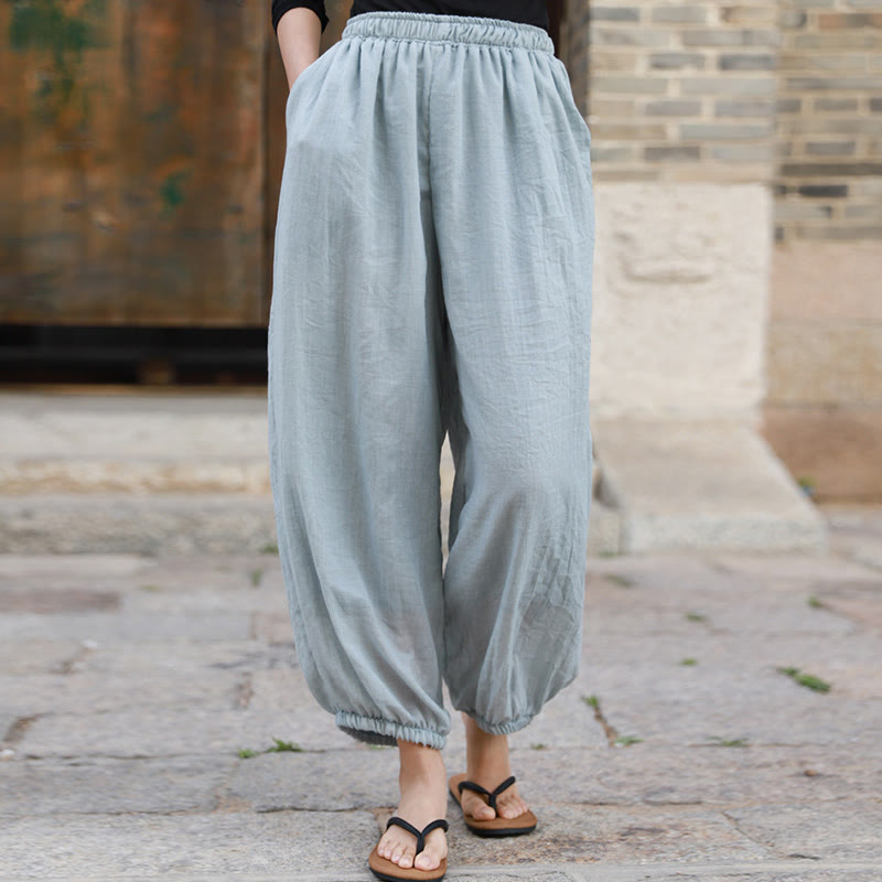 Casual Summer Women's Cotton Pants With Pockets