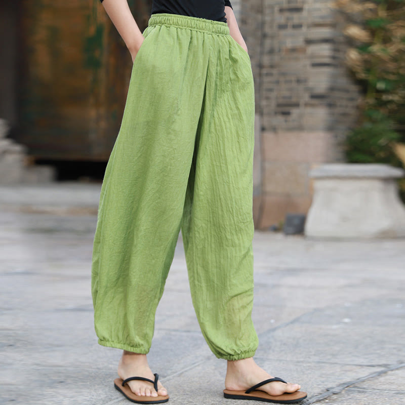 Casual Summer Women's Cotton Pants With Pockets