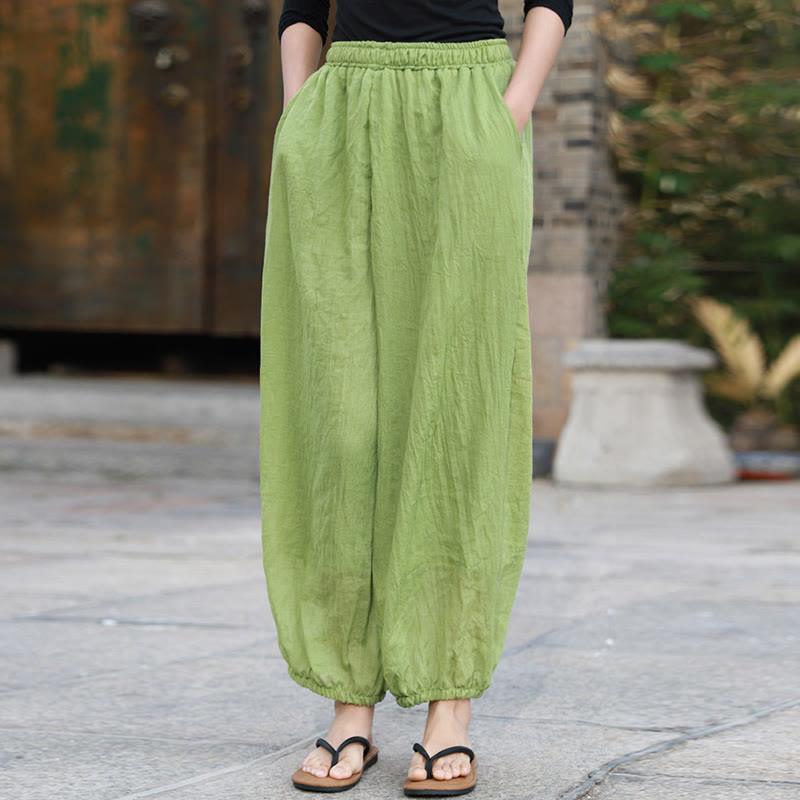Casual Summer Women's Cotton Pants With Pockets