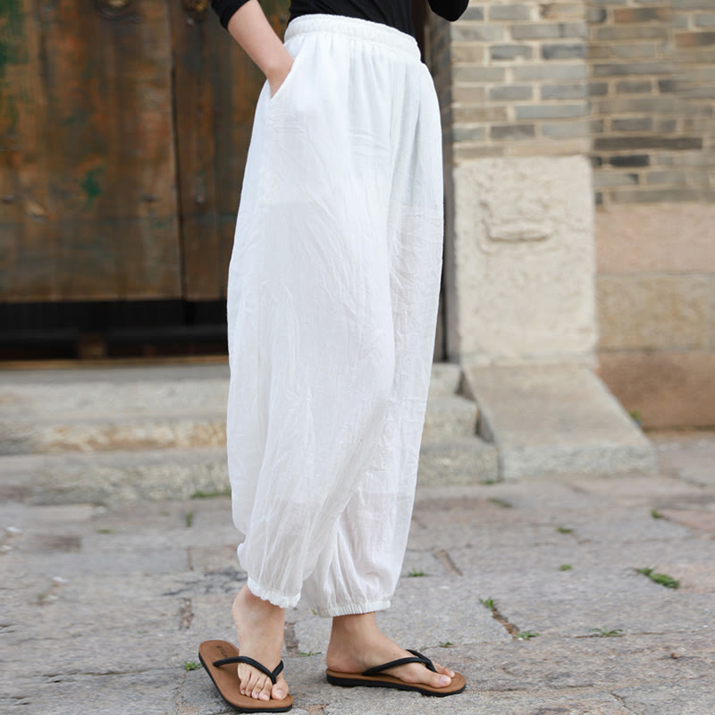 Casual Summer Women's Cotton Pants With Pockets