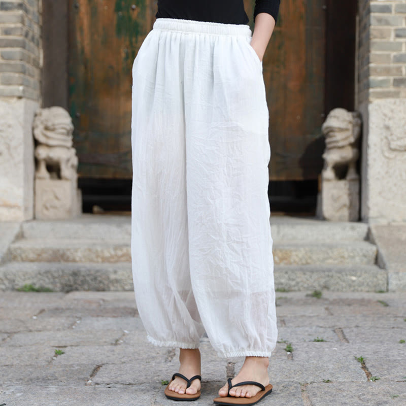 Casual Summer Women's Cotton Pants With Pockets