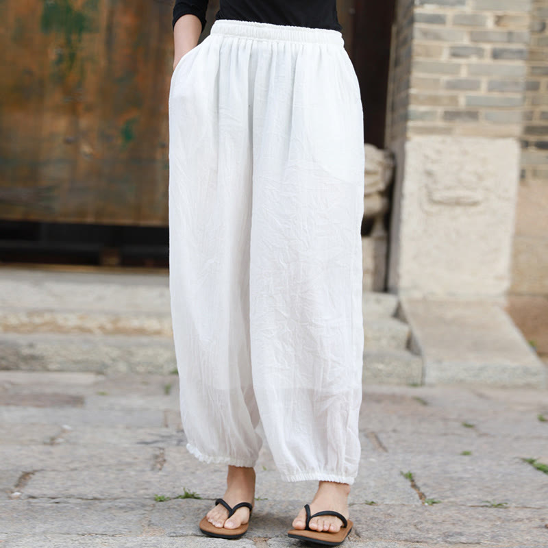 Casual Summer Women's Cotton Pants With Pockets