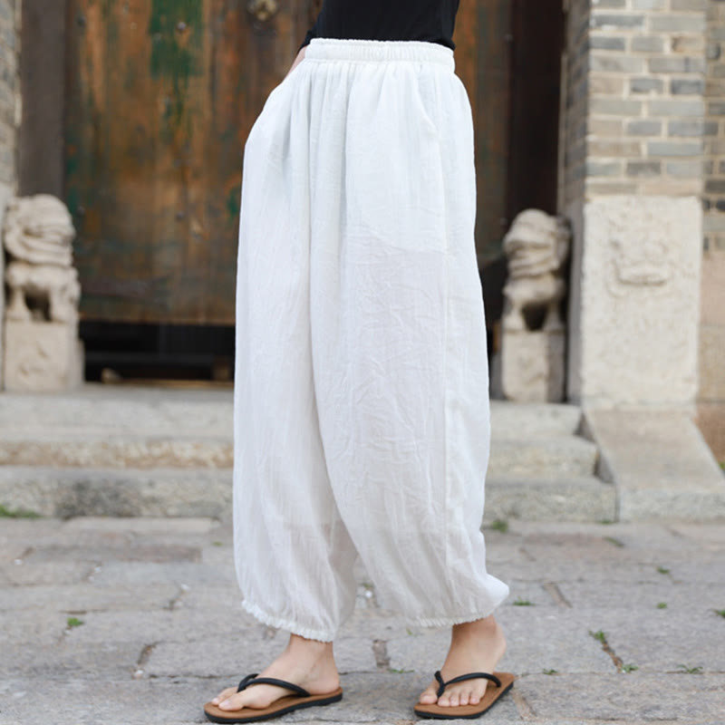 Casual Summer Women's Cotton Pants With Pockets