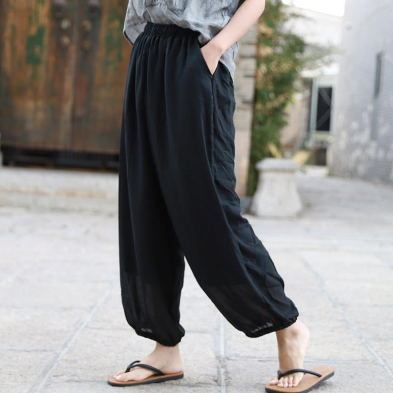 Casual Summer Women's Cotton Pants With Pockets
