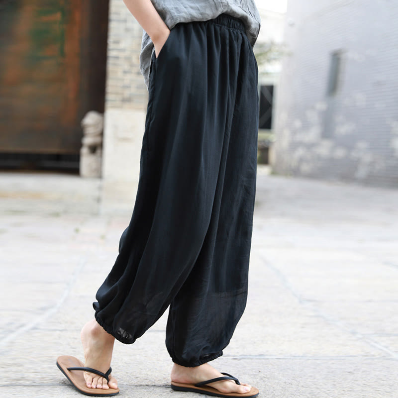 Casual Summer Women's Cotton Pants With Pockets
