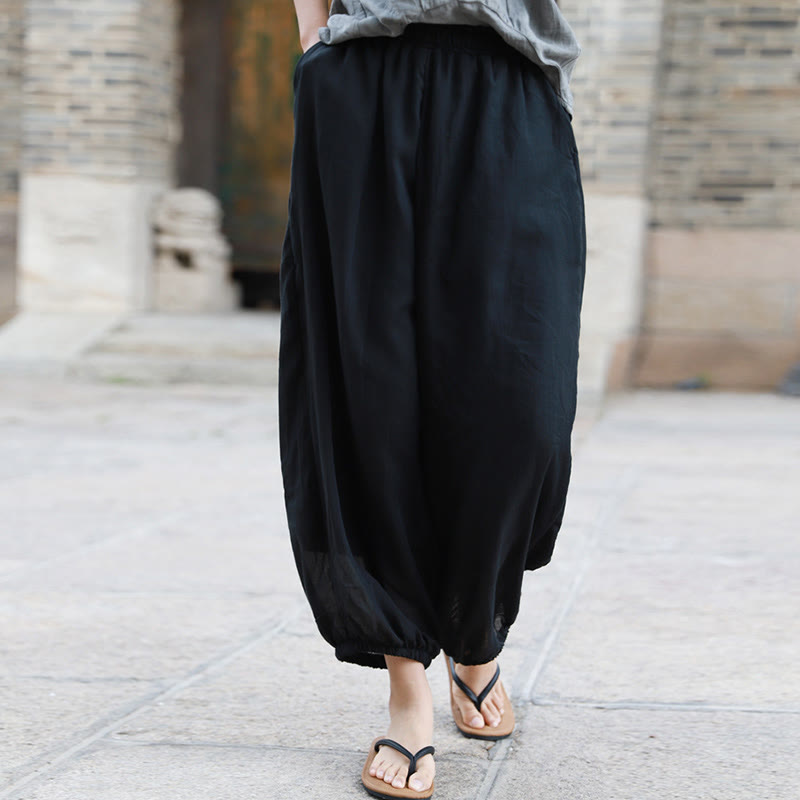 Casual Summer Women's Cotton Pants With Pockets