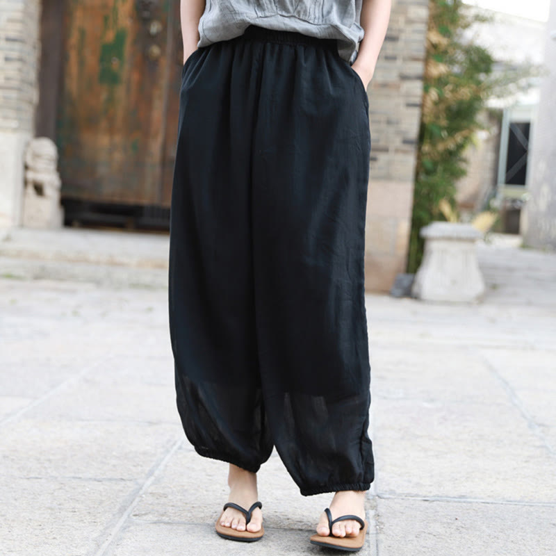 Casual Summer Women's Cotton Pants With Pockets