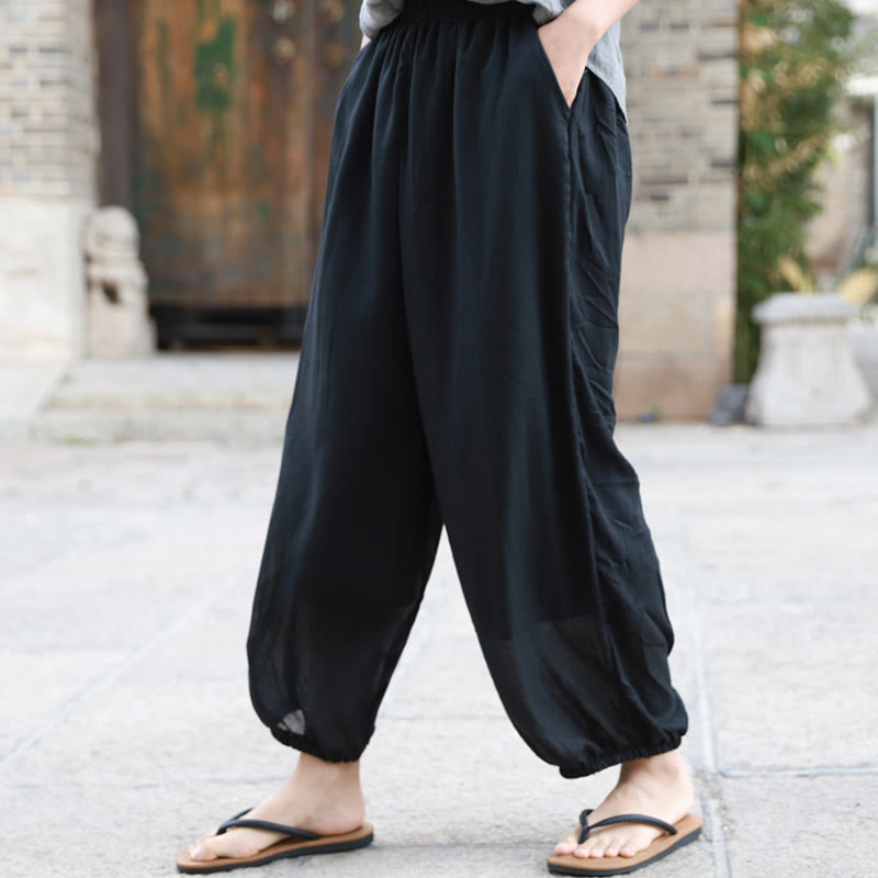 Casual Summer Women's Cotton Pants With Pockets