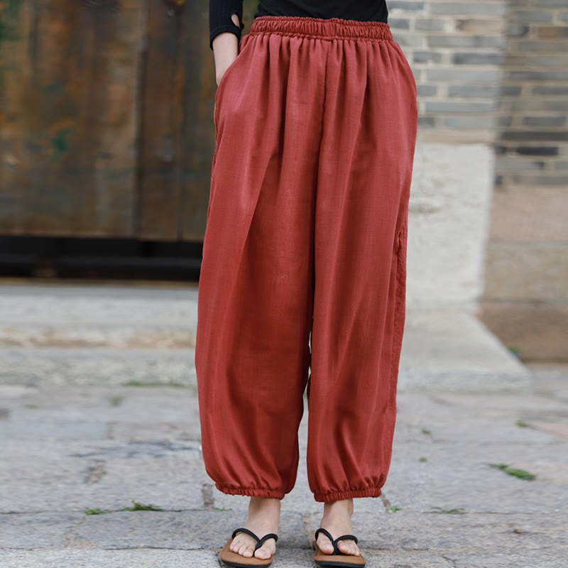 Casual Summer Women's Cotton Pants With Pockets