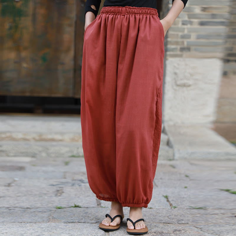 Casual Summer Women's Cotton Pants With Pockets