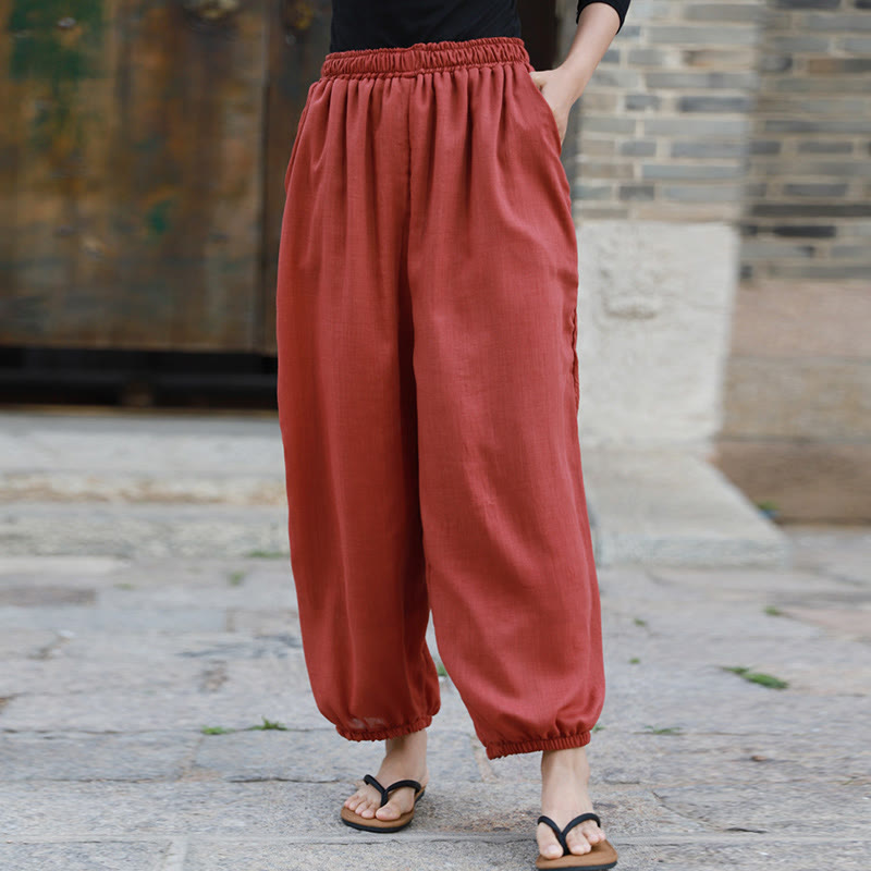 Casual Summer Women's Cotton Pants With Pockets