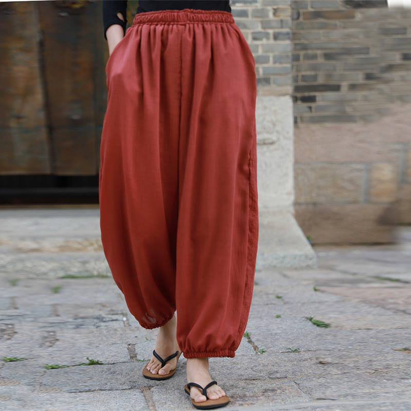 Casual Summer Women's Cotton Pants With Pockets