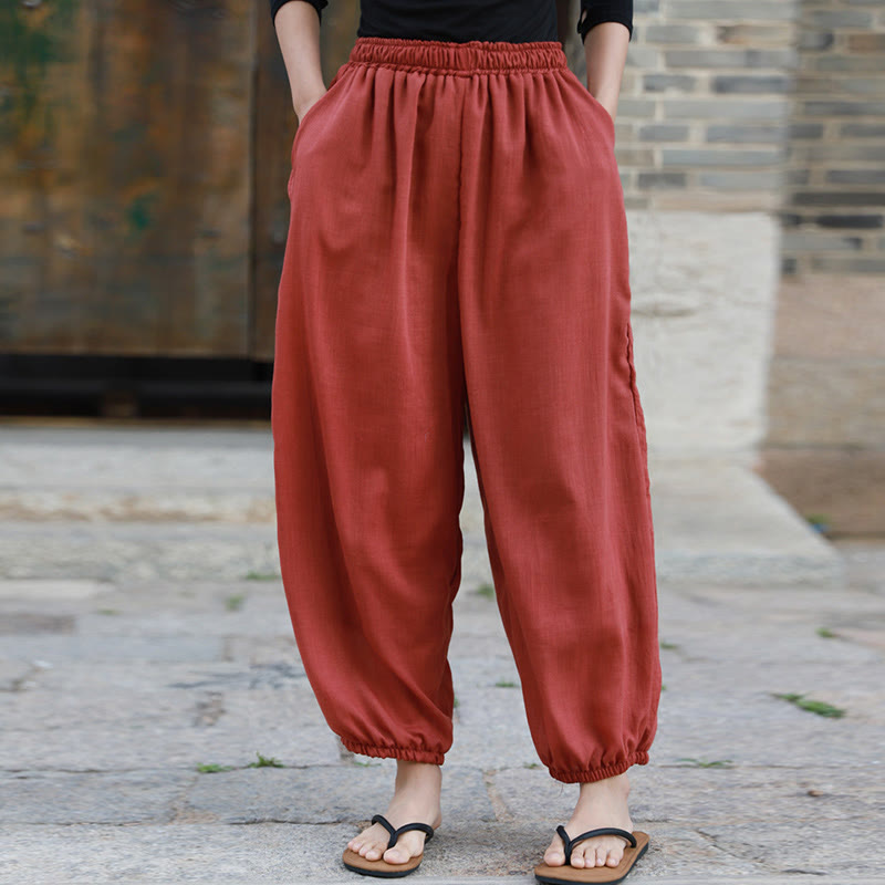 Casual Summer Women's Cotton Pants With Pockets