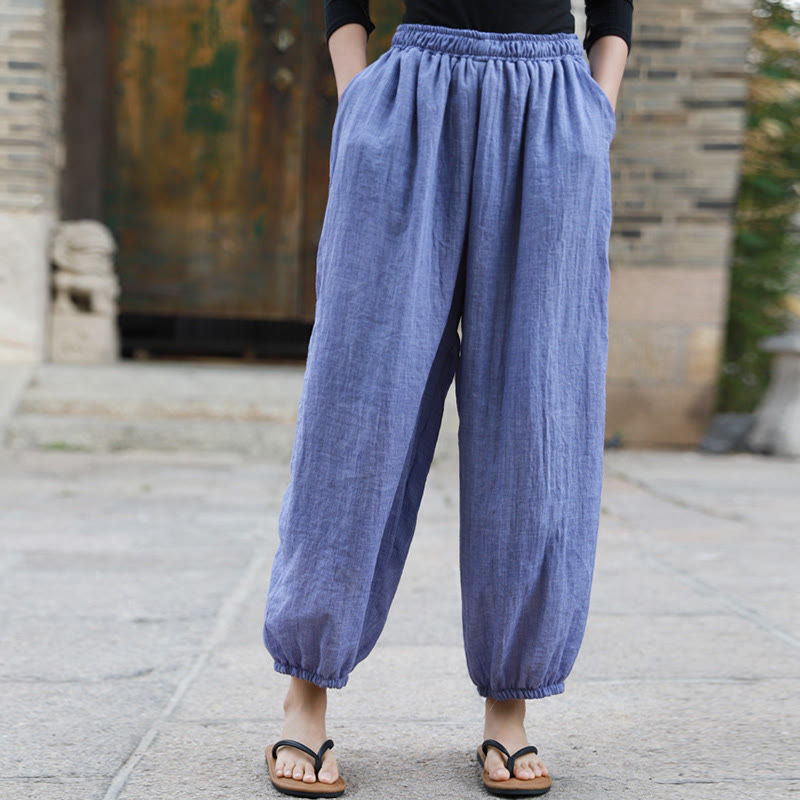 Casual Summer Women's Cotton Pants With Pockets