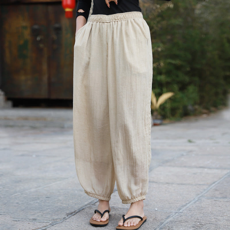 Casual Summer Women's Cotton Pants With Pockets