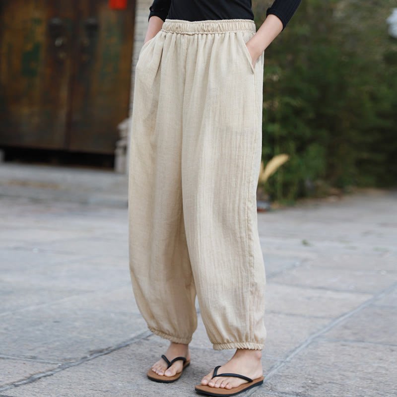Casual Summer Women's Cotton Pants With Pockets