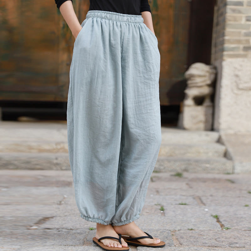 Casual Summer Women's Cotton Pants With Pockets