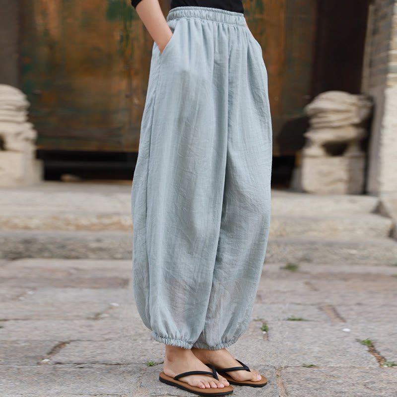 Casual Summer Women's Cotton Pants With Pockets