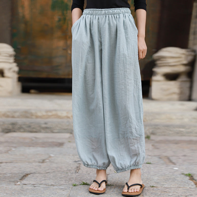 Casual Summer Women's Cotton Pants With Pockets