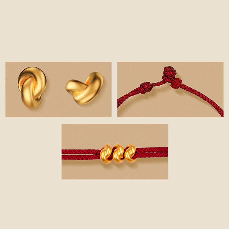 Handmade Braided Red String Bracelet with 24K Gold Endless Knot