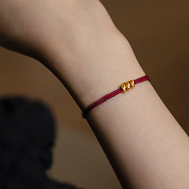 Handmade Braided Red String Bracelet with 24K Gold Endless Knot
