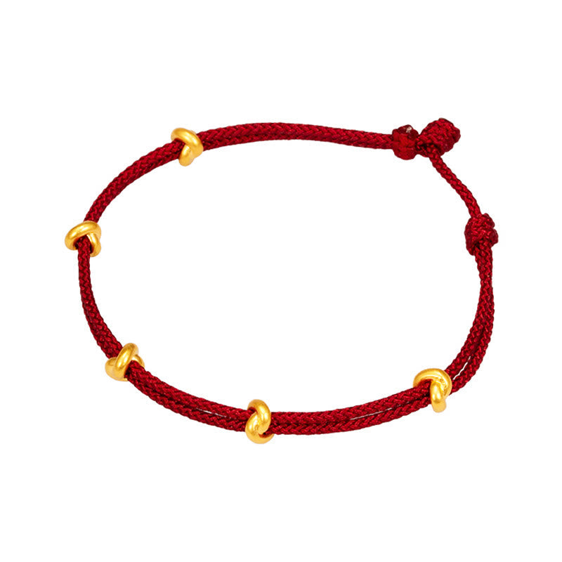 Handmade Braided Red String Bracelet with 24K Gold Endless Knot
