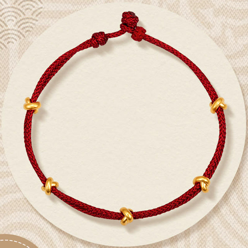 Handmade Braided Red String Bracelet with 24K Gold Endless Knot