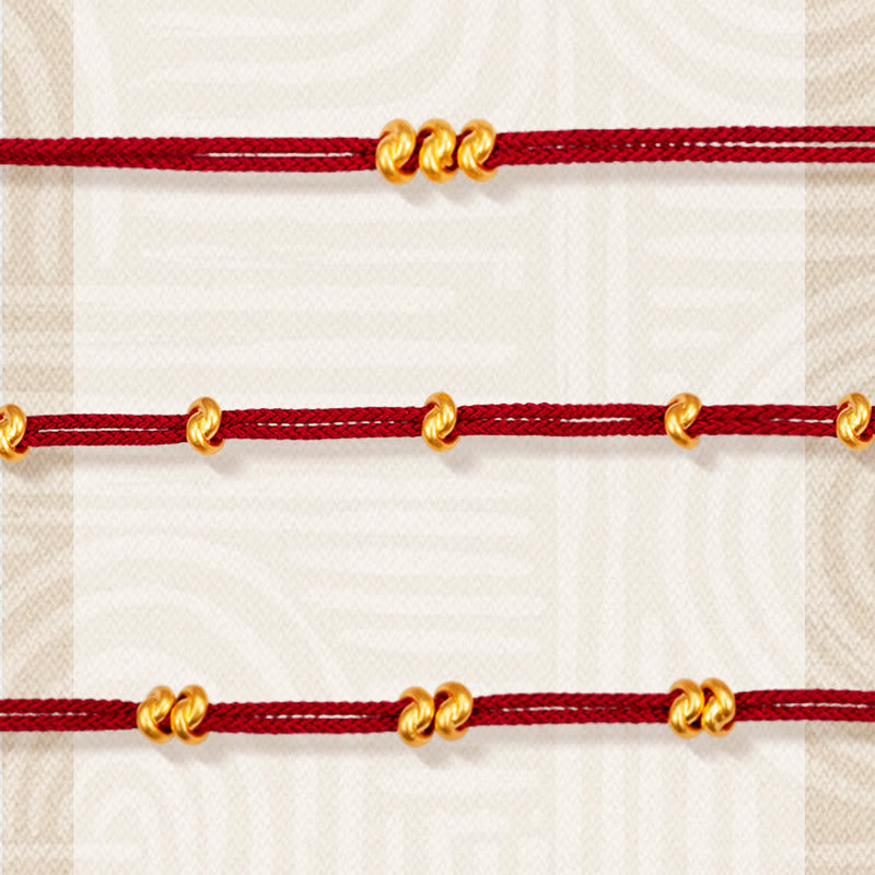 Handmade Braided Red String Bracelet with 24K Gold Endless Knot
