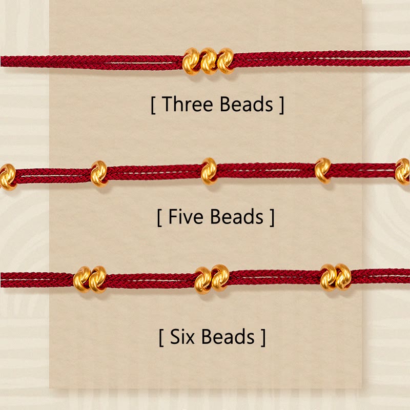 Handmade Braided Red String Bracelet with 24K Gold Endless Knot