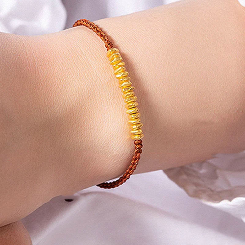 Handmade 24K Gold Small Accents Braided Red String Bracelet