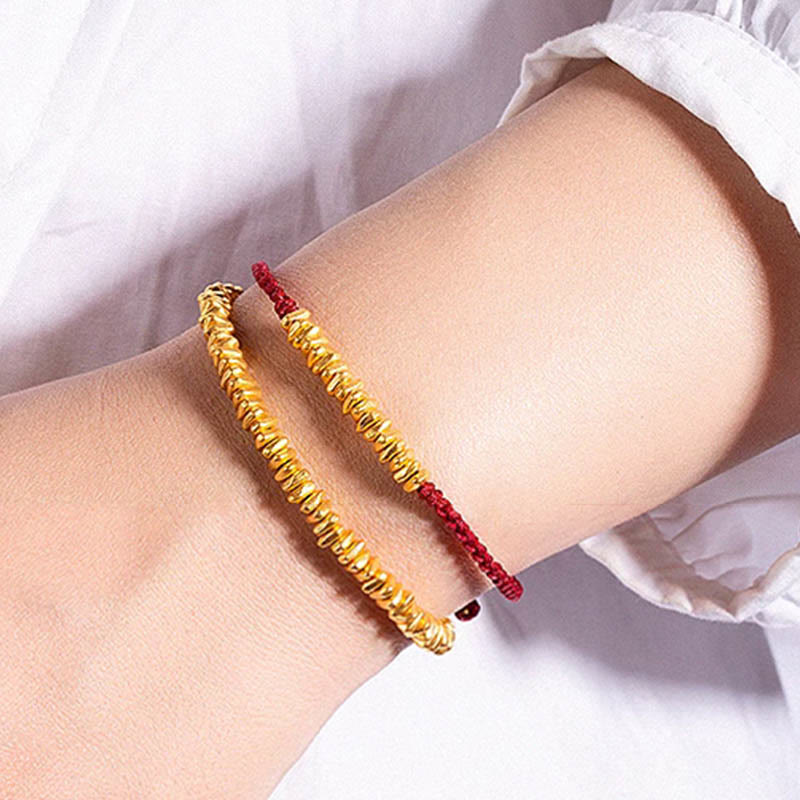 Handmade 24K Gold Small Accents Braided Red String Bracelet