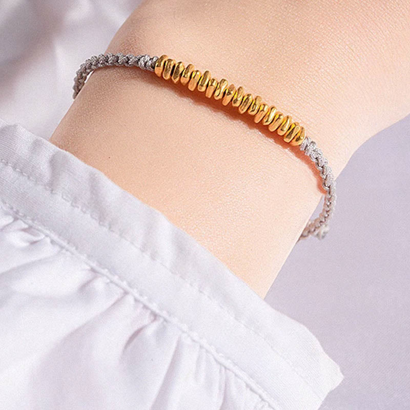 Handmade 24K Gold Small Accents Braided Red String Bracelet