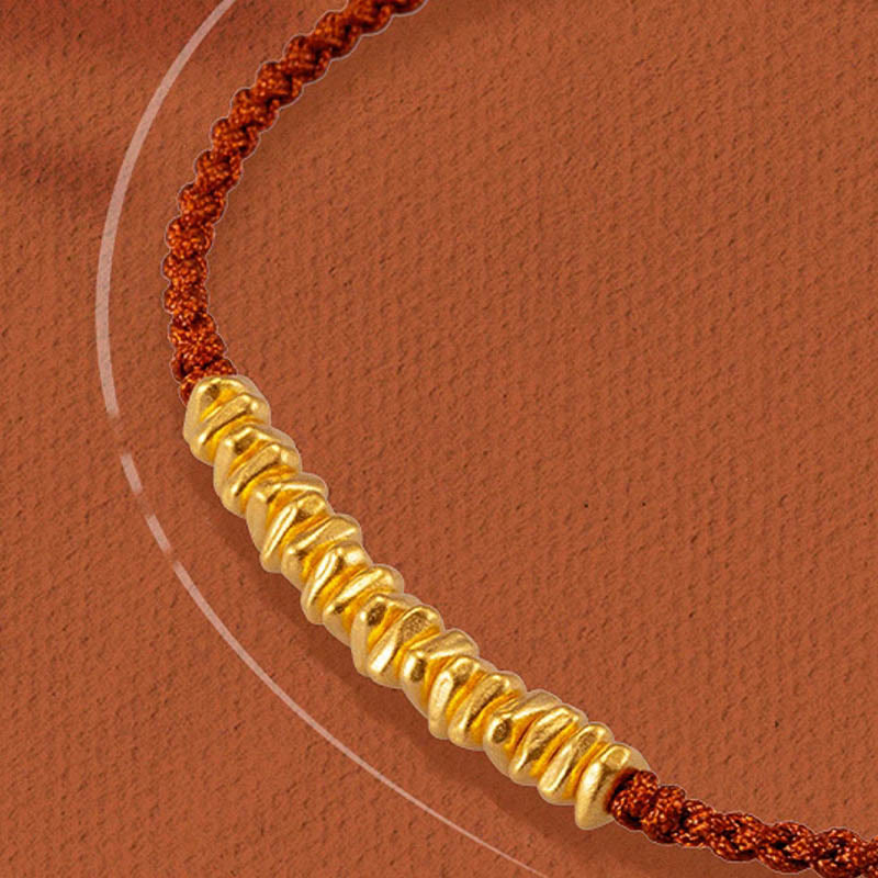 Handmade 24K Gold Small Accents Braided Red String Bracelet