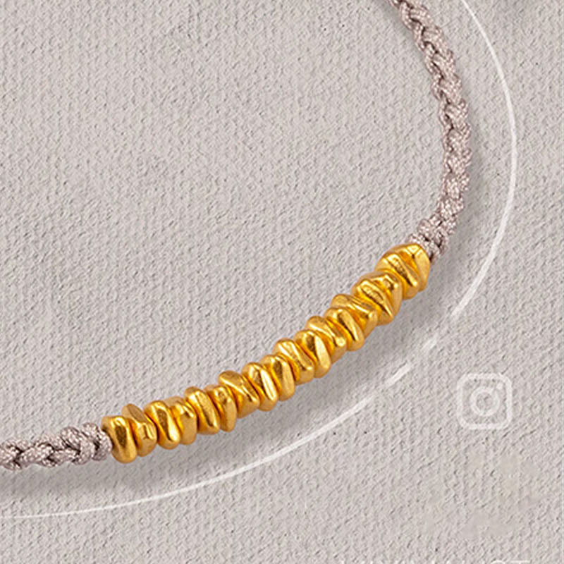 Handmade 24K Gold Small Accents Braided Red String Bracelet