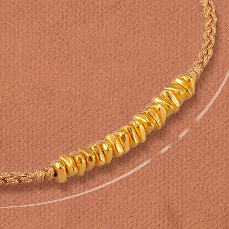 Handmade 24K Gold Small Accents Braided Red String Bracelet