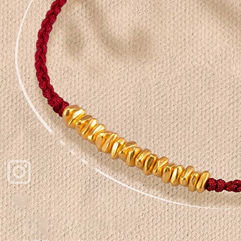 Handmade 24K Gold Small Accents Braided Red String Bracelet
