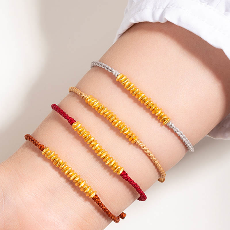 Handmade 24K Gold Small Accents Braided Red String Bracelet