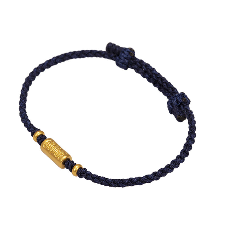 Handmade 24K Gold Carved Amulet Braided Red String Bracelet